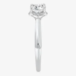 (I / I1) Womens 1 1/7 CT. T.W. Lab Grown White Diamond 10K Gold Round Halo Engagement Ring