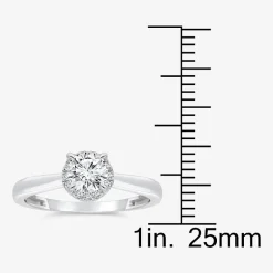 (I / I1) Womens 1 1/7 CT. T.W. Lab Grown White Diamond 10K Gold Round Halo Engagement Ring