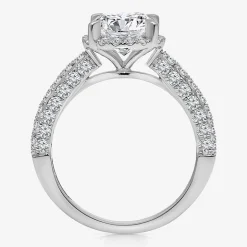 (I / I1) Womens 3 CT. T.W. Lab Grown White Diamond 10K Gold Round Side Stone Halo Engagement Ring