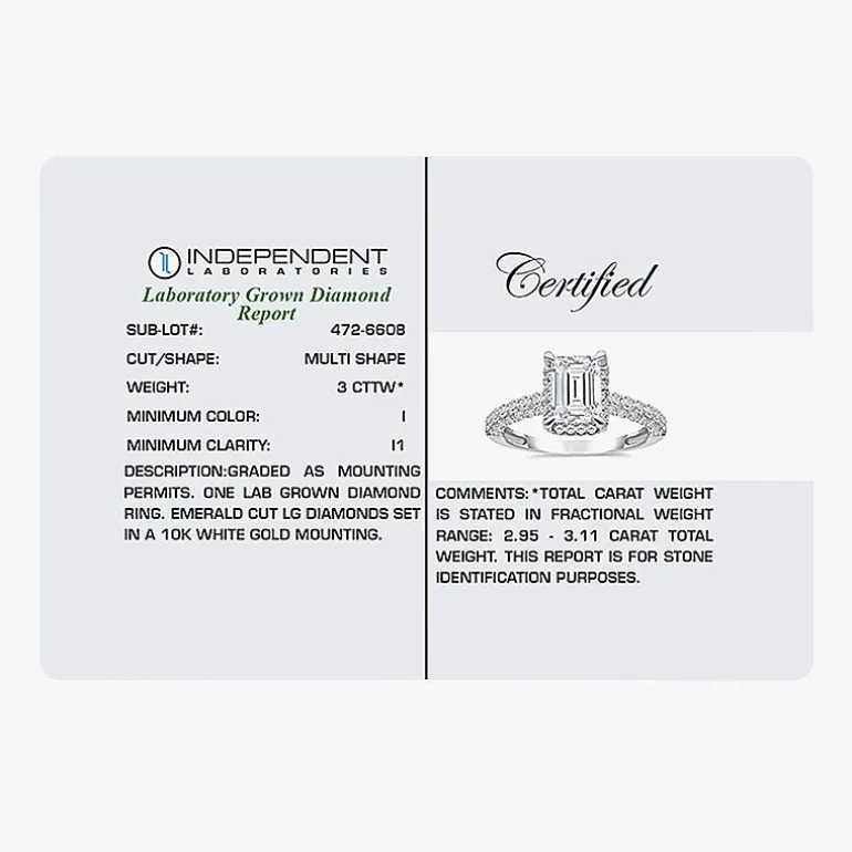 (I / I1) Womens 3 CT. T.W. Lab Grown White Diamond 10K Gold Side Stone Halo Engagement Ring