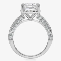(I / I1) Womens 3 CT. T.W. Lab Grown White Diamond 10K Gold Side Stone Halo Engagement Ring