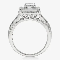 (I / I1) Womens 1 CT. T.W. Lab Grown White Diamond 10K Gold Side Stone Engagement Ring