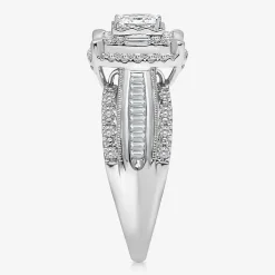 (I / I1) Womens 1 CT. T.W. Lab Grown White Diamond 10K Gold Side Stone Engagement Ring