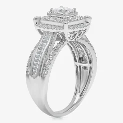 (I / I1) Womens 1 CT. T.W. Lab Grown White Diamond 10K Gold Side Stone Engagement Ring