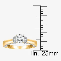 (I / I1) Womens 2 CT. T.W. Lab Grown White Diamond 10K Gold or 14K Gold Round Side Stone Engagement Ring