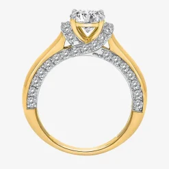 (I / I1) Womens 2 CT. T.W. Lab Grown White Diamond 10K Gold or 14K Gold Round Side Stone Engagement Ring