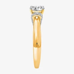 (I / I1) Womens 2 CT. T.W. Lab Grown White Diamond 10K Gold or 14K Gold Round Side Stone Engagement Ring