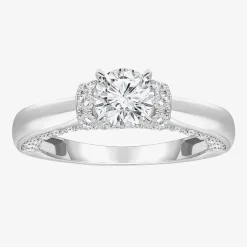 (I / I1) Womens 2 CT. T.W. Lab Grown White Diamond 10K Gold or 14K Gold Round Side Stone Engagement Ring