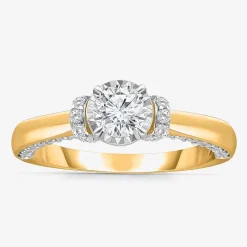 (I / I1) Womens 1 CT. T.W. Lab Grown White Diamond 10K Gold Round Solitaire Engagement Ring