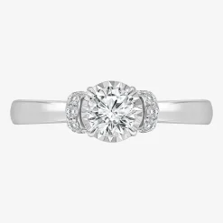 (I / I1) Womens 1 CT. T.W. Lab Grown White Diamond 10K Gold Round Solitaire Engagement Ring