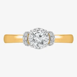 (I / I1) Womens 1 CT. T.W. Lab Grown White Diamond 10K Gold Round Solitaire Engagement Ring