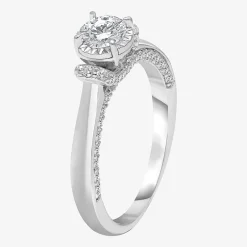 (I / I1) Womens 1 CT. T.W. Lab Grown White Diamond 10K Gold Round Solitaire Engagement Ring