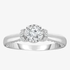 (I / I1) Womens 1 CT. T.W. Lab Grown White Diamond 10K Gold Round Solitaire Engagement Ring