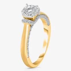 (I / I1) Womens 1 CT. T.W. Lab Grown White Diamond 10K Gold Round Solitaire Engagement Ring