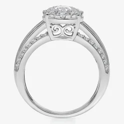(I / I1) Womens 2 CT. T.W. Lab Grown White Diamond 10K Gold Pear Side Stone Engagement Ring
