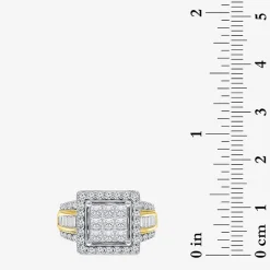 (I / I1) Womens 2 CT. T.W. Lab Grown White Diamond 10K Gold Side Stone Halo Engagement Ring