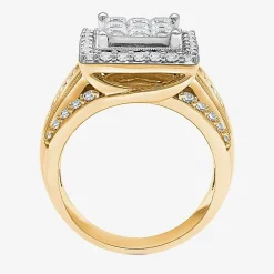 (I / I1) Womens 2 CT. T.W. Lab Grown White Diamond 10K Gold Side Stone Halo Engagement Ring