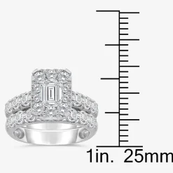 (I / I1) Womens 4 CT. T.W. Lab Grown White Diamond 10K Gold Side Stone Halo Bridal Set