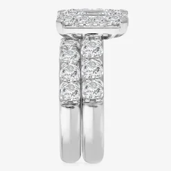 (I / I1) Womens 4 CT. T.W. Lab Grown White Diamond 10K Gold Side Stone Halo Bridal Set