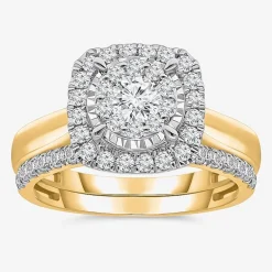 (I / I1) Womens 1 CT. T.W. Lab Grown White Diamond 10K Gold Cushion Solitaire Engagement Ring
