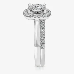 (I / I1) Womens 1 CT. T.W. Lab Grown White Diamond 10K Gold Cushion Solitaire Engagement Ring