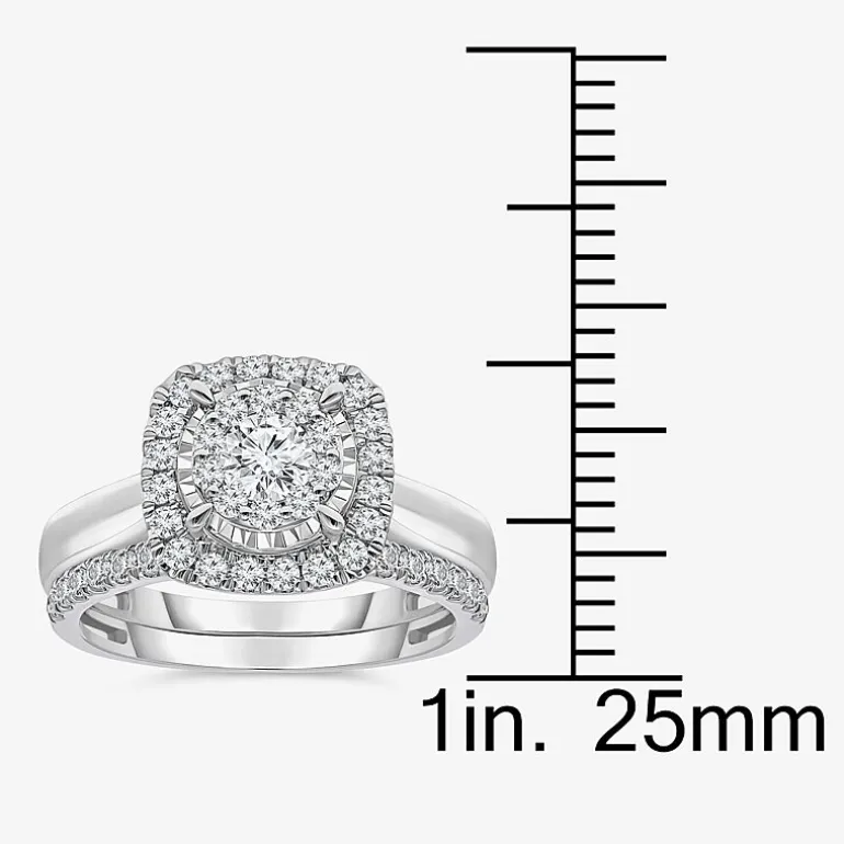 (I / I1) Womens 1 CT. T.W. Lab Grown White Diamond 10K Gold Cushion Solitaire Engagement Ring