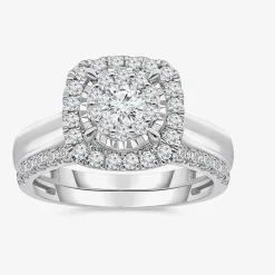 (I / I1) Womens 1 CT. T.W. Lab Grown White Diamond 10K Gold Cushion Solitaire Engagement Ring