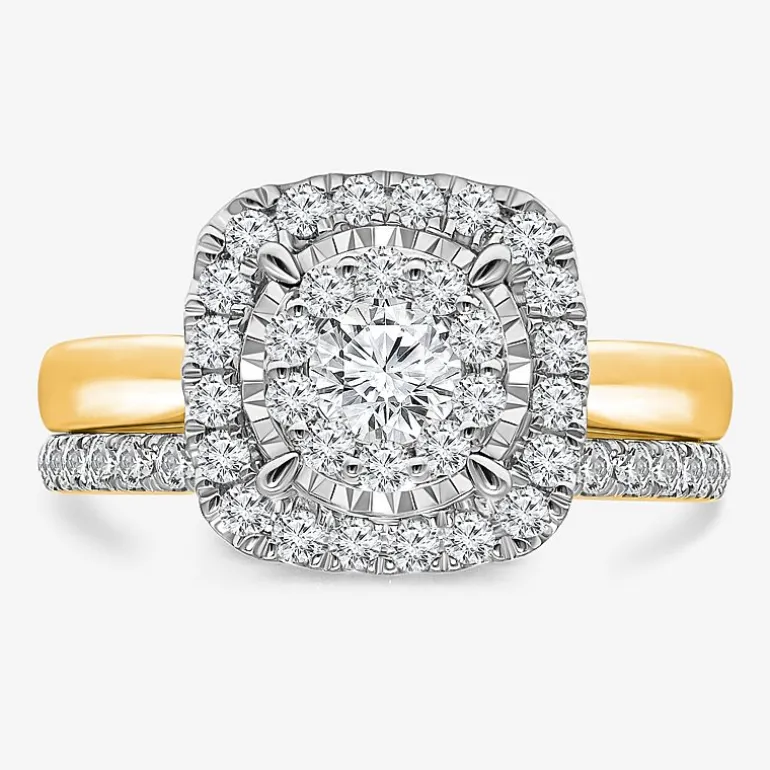 (I / I1) Womens 1 CT. T.W. Lab Grown White Diamond 10K Gold Cushion Solitaire Engagement Ring