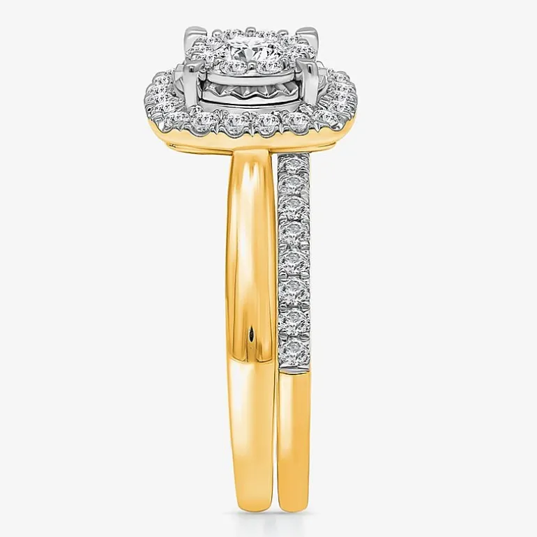 (I / I1) Womens 1 CT. T.W. Lab Grown White Diamond 10K Gold Cushion Solitaire Engagement Ring