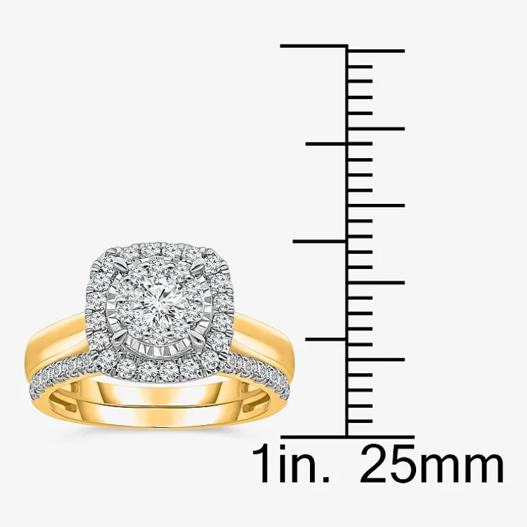 (I / I1) Womens 1 CT. T.W. Lab Grown White Diamond 10K Gold Cushion Solitaire Engagement Ring