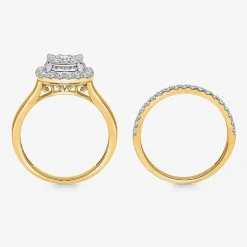 (I / I1) Womens 1 CT. T.W. Lab Grown White Diamond 10K Gold Cushion Solitaire Engagement Ring