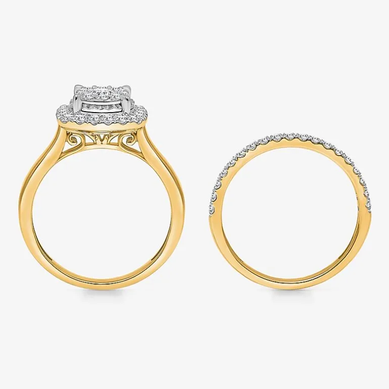 (I / I1) Womens 1 CT. T.W. Lab Grown White Diamond 10K Gold Cushion Solitaire Engagement Ring