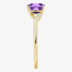 (I-J/I2-I3) Womens Diamond Accent Genuine Gemstone 10K Gold Cushion Side Stone Cocktail Ring