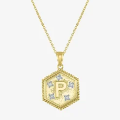 Intial "A" Womens Diamond Accent Natural White Diamond 14K Gold Over Silver 2-pc. Necklace Set