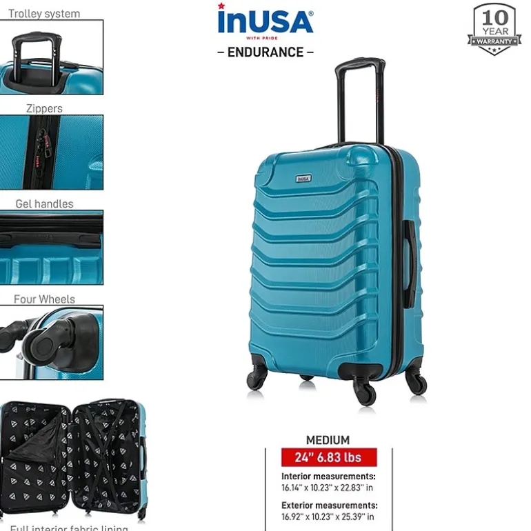InUSA Endurance 24 Inch Hardside Lightweight Checked Spinner Luggage