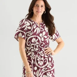 Isabel & Nina Womens Midi Notch Neck Short Sleeve Flutter Floral Fit + Flare Dress