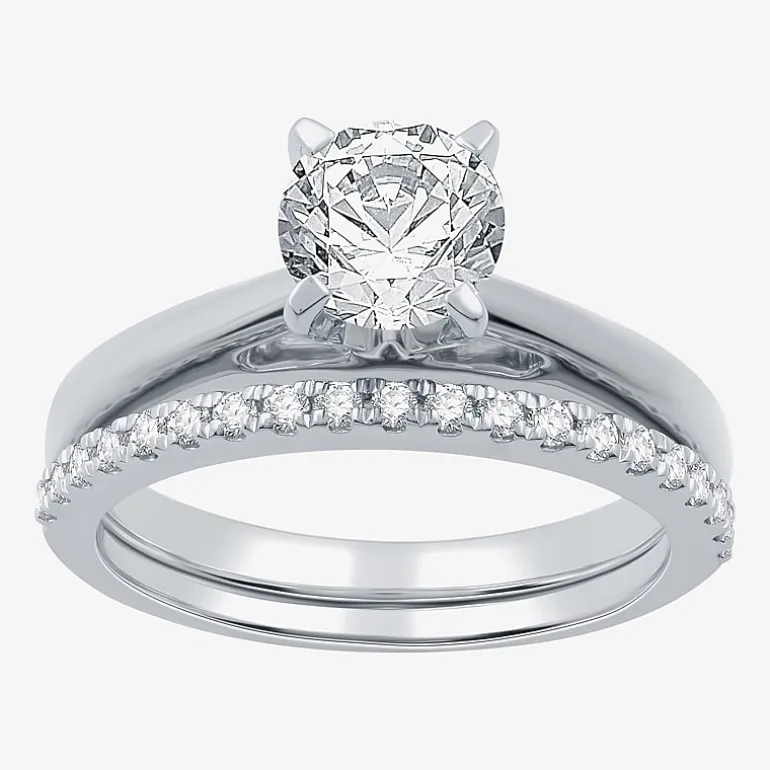 I Said Yes (G / Si1-Si2) Womens 1 1/4 CT. T.W. Lab Grown White Diamond Sterling Silver Round Solitaire Bridal Set