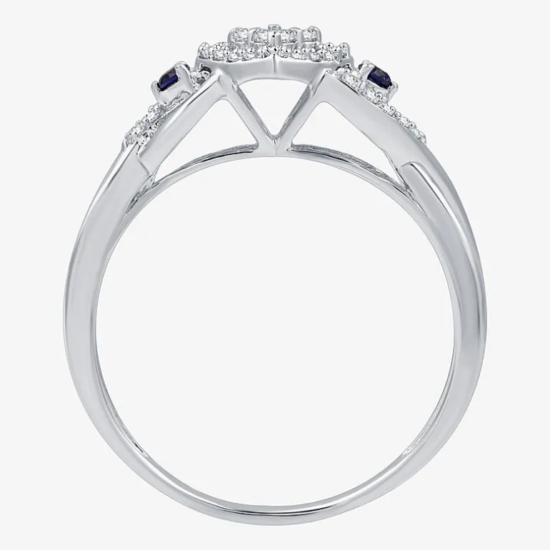 I Said Yes (H-I / I1) Womens 1/5 CT. Lab Grown White Diamond Sterling Silver Heart Side Stone Engagement Ring