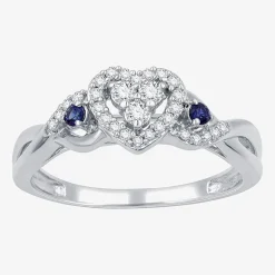 I Said Yes (H-I / I1) Womens 1/5 CT. Lab Grown White Diamond Sterling Silver Heart Side Stone Engagement Ring