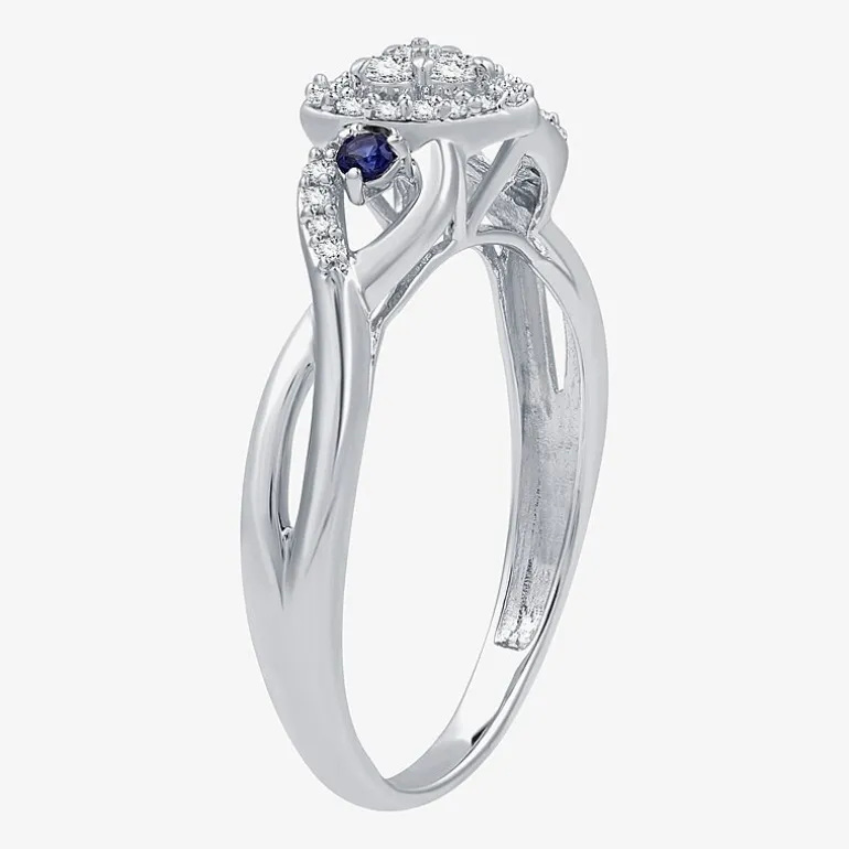 I Said Yes (H-I / I1) Womens 1/5 CT. Lab Grown White Diamond Sterling Silver Heart Side Stone Engagement Ring