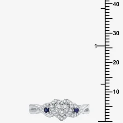 I Said Yes (H-I / I1) Womens 1/5 CT. Lab Grown White Diamond Sterling Silver Heart Side Stone Engagement Ring