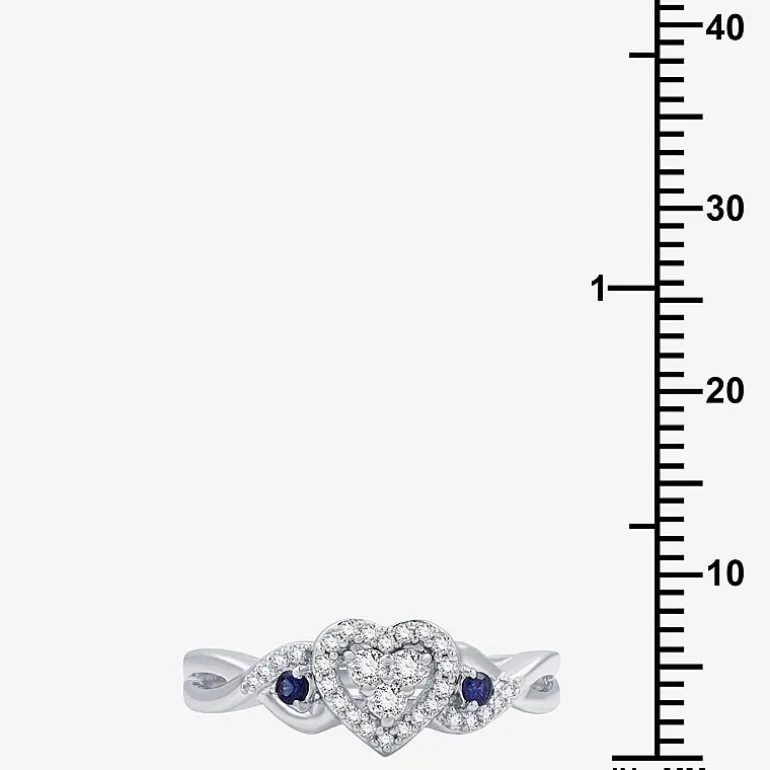 I Said Yes (H-I / I1) Womens 1/5 CT. Lab Grown White Diamond Sterling Silver Heart Side Stone Engagement Ring