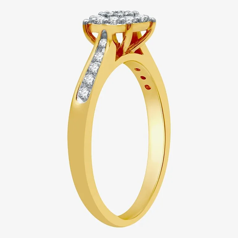 I Said Yes (H-I / I1) Womens 3/8 CT. T.W. Lab Grown White Diamond Sterling Silver Round Side Stone Halo Bridal Set