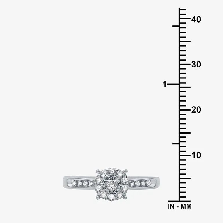 I Said Yes (H-I / I1) Womens 3/8 CT. T.W. Lab Grown White Diamond Sterling Silver Round Side Stone Halo Bridal Set