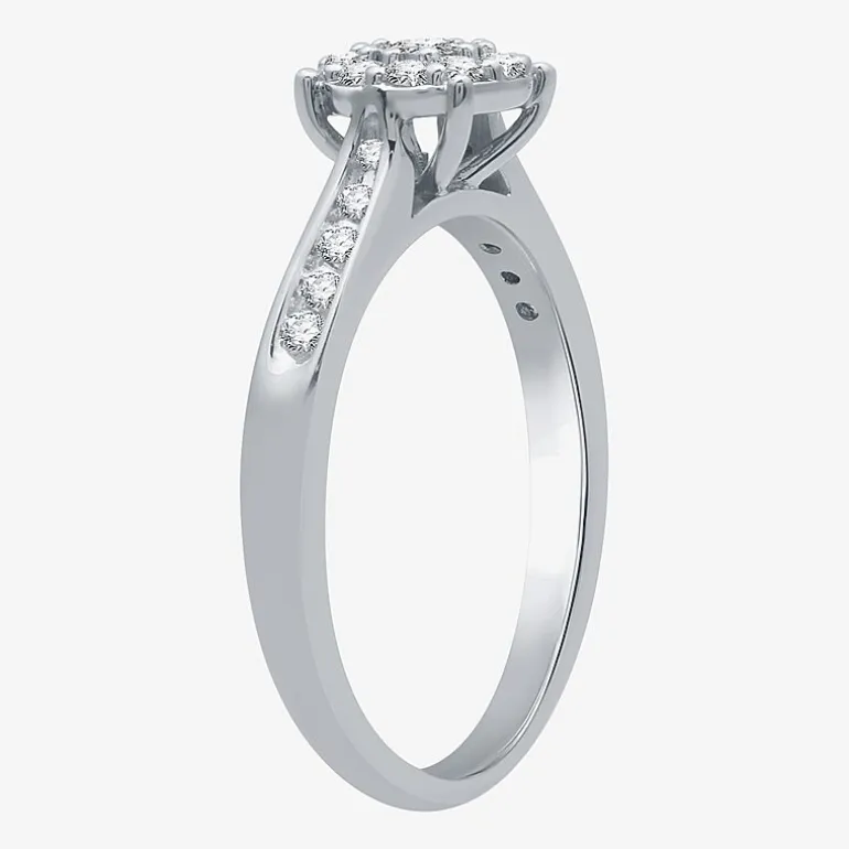I Said Yes (H-I / I1) Womens 3/8 CT. T.W. Lab Grown White Diamond Sterling Silver Round Side Stone Halo Bridal Set