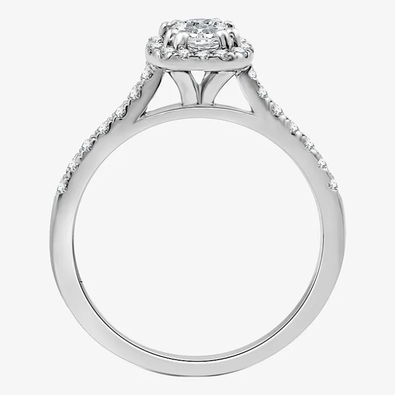 I Said Yes (H-I / I1) Womens 1 CT. T.W. Lab Grown White Diamond Sterling Silver Cushion Side Stone Halo Bridal Set