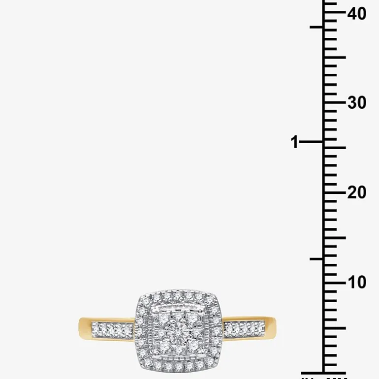 I Said Yes (H-I / I1) Womens 1/4 CT. T.W. Lab Grown White Diamond Sterling Silver Side Stone Halo Engagement Ring