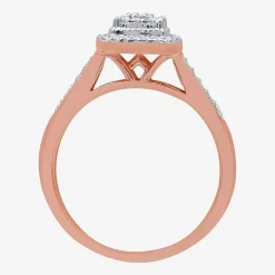 I Said Yes (H-I / I1) Womens 1/4 CT. T.W. Lab Grown White Diamond Sterling Silver Side Stone Halo Engagement Ring