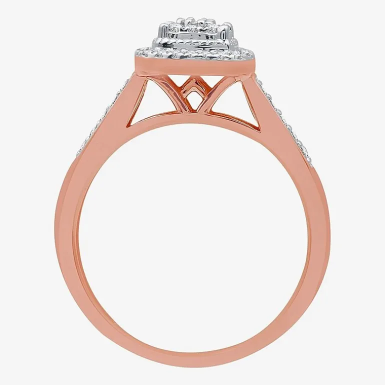 I Said Yes (H-I / I1) Womens 1/4 CT. T.W. Lab Grown White Diamond Sterling Silver Side Stone Halo Engagement Ring