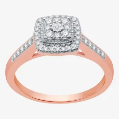 I Said Yes (H-I / I1) Womens 1/4 CT. T.W. Lab Grown White Diamond Sterling Silver Side Stone Halo Engagement Ring